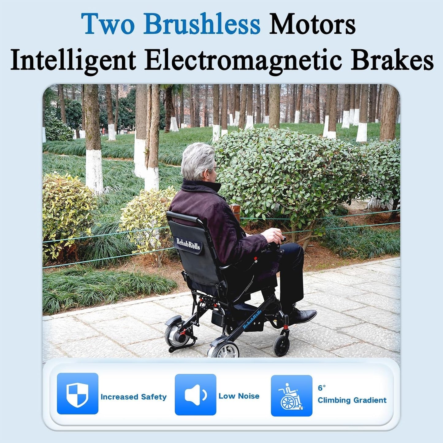 RehabRolls Carbon Fiber Electric Wheelchair 33lbs for Adults, Lightweight 15 Miles Range Power Motorized Wheelchair Foldable, Air Approved