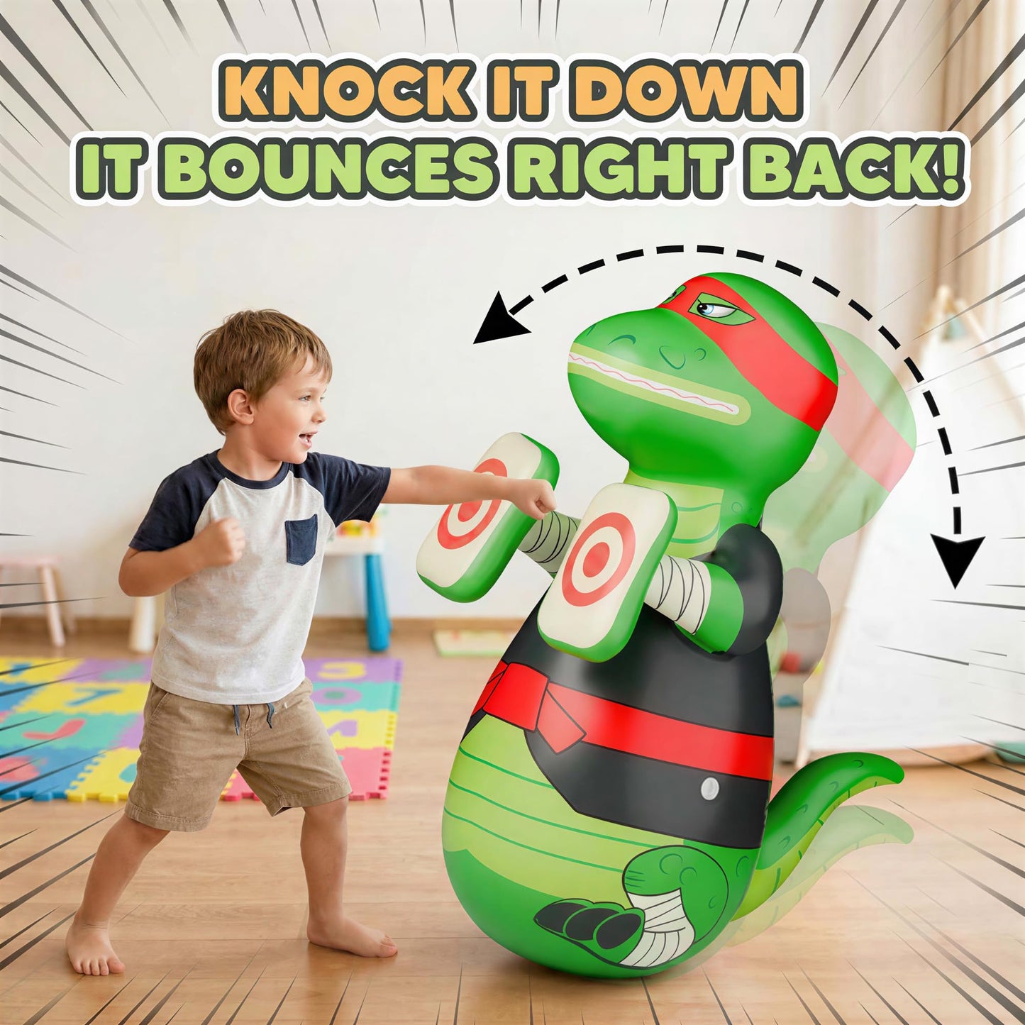 iPlay, iLearn Inflatable Punching Bag for Kids, Toddler 49" Blow up Boxing Bop Bag Toys, Training Bopper W/Ball Toss Game, Indoor Outdoor Fun Sports Activity, Birthday Gift 3 4 5 6 7 8-12 Yr Child Boy