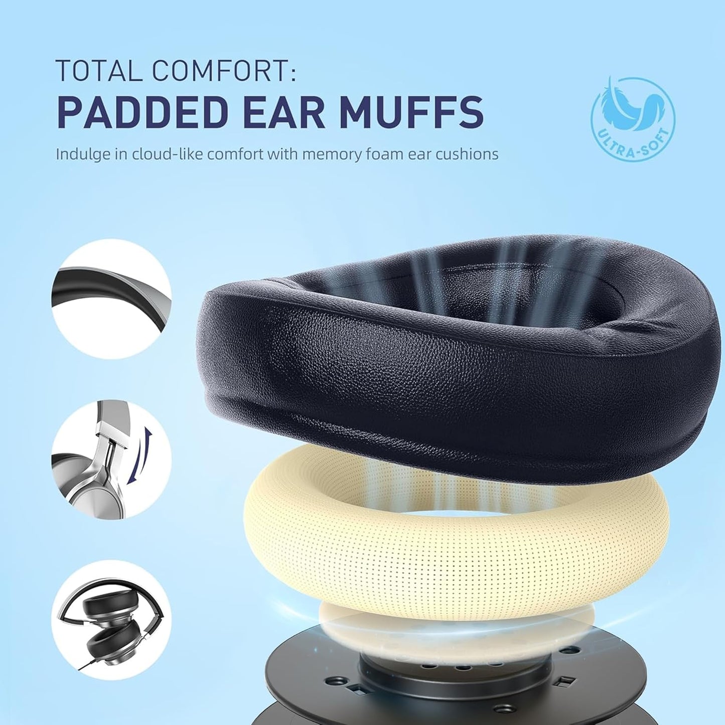 C90 3.5mm AILIHEN Wired Headphones with Microphone Volume Control, Noise Reduction Foldable Comfortable Over Ear