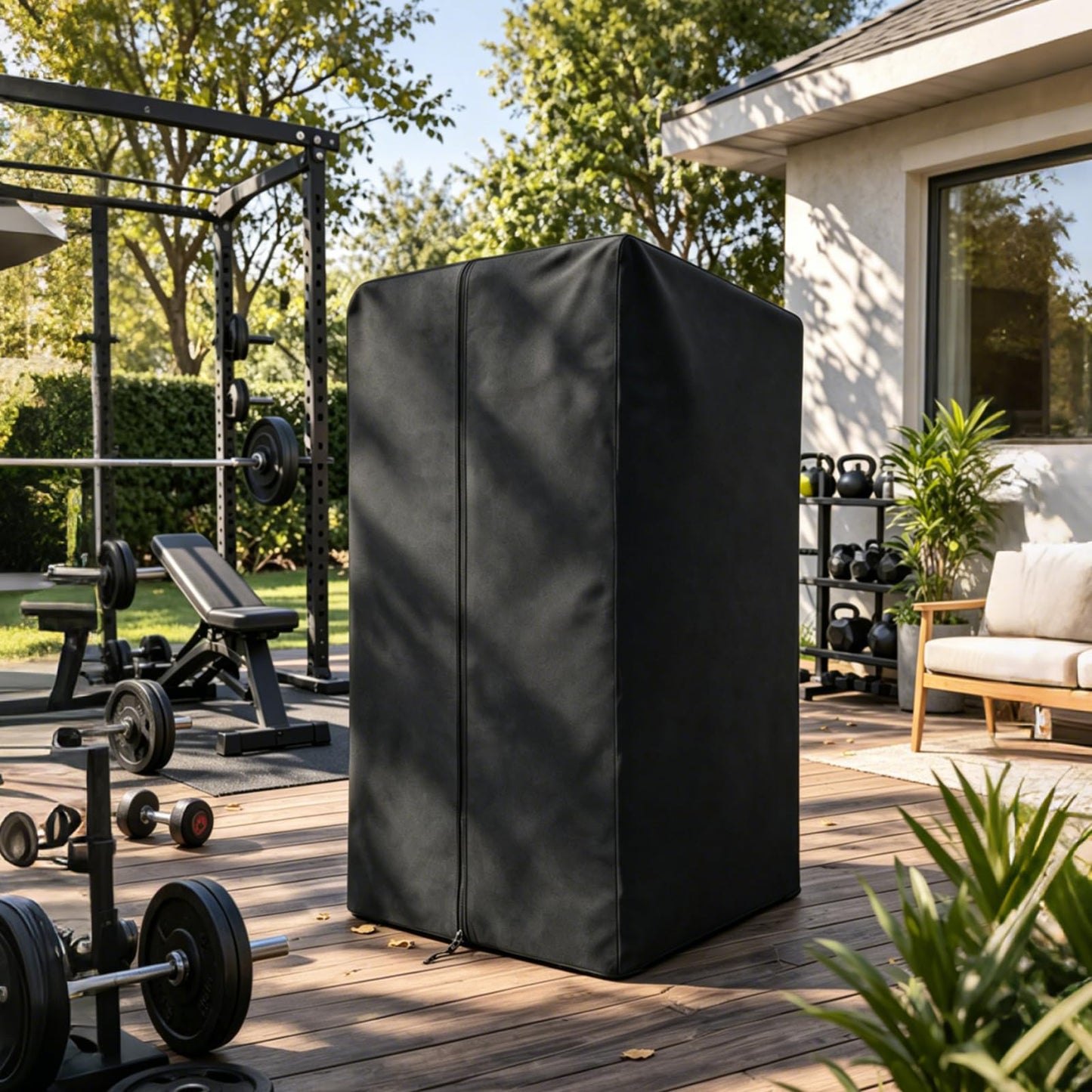 Gym Rack Cover with Waterproof Zipper, Strength Training Protective Covers for Squat Rack/Weight Lifting Rack/Home Gym Workout Equipment-Indoor or Outdoor (47" x 69" x 84"inch)