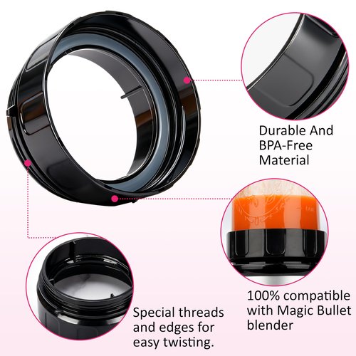 Adapter for Magic Bullet Blender And Ball Wide-Mouth Mason Jar - Blend Directly in a Mason Jar Replace Plastic Cup-Accessory for 250 Watt Magic Bullet Blender