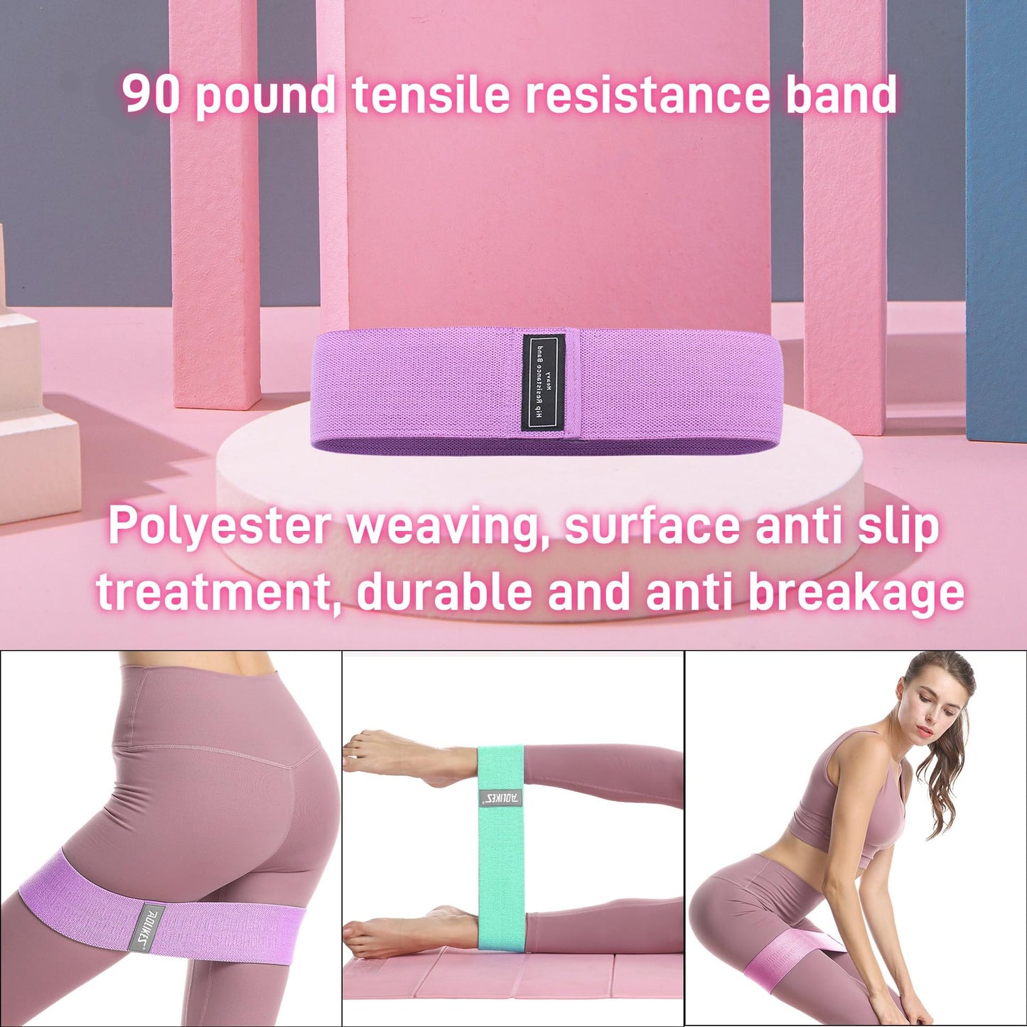 Multifunctional Tension Rope Sit-Up Assistance, Knitted Fitness Equipment for Abdominal/Waist/Arm/Leg Stretching & Weight Loss Training (Lavender)