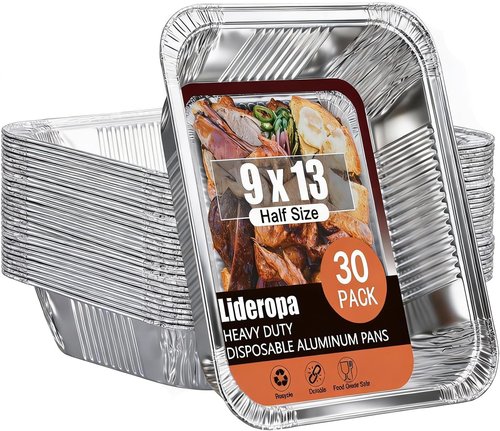 Aluminum Pans 9x13 (30 Pack) - Disposable Foil Pans for Cooking, Baking, Meal Prep & Food Storage