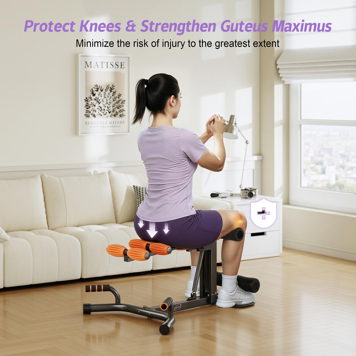 VZYTV Deep Squat Machine, Adjustable Glutes Trainer Machine, Core & Abs for Low Impact Lower Body Workouts, Home Gym Push-Up Exercises, Easy to Assemble, 350Lbs Weight Capacity