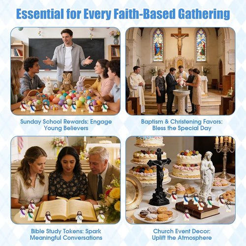 Little Jesus Figures - 40 Pcs Mini Christ Figurines in Multicolor | Perfect for Easter, Baptism & Gifts