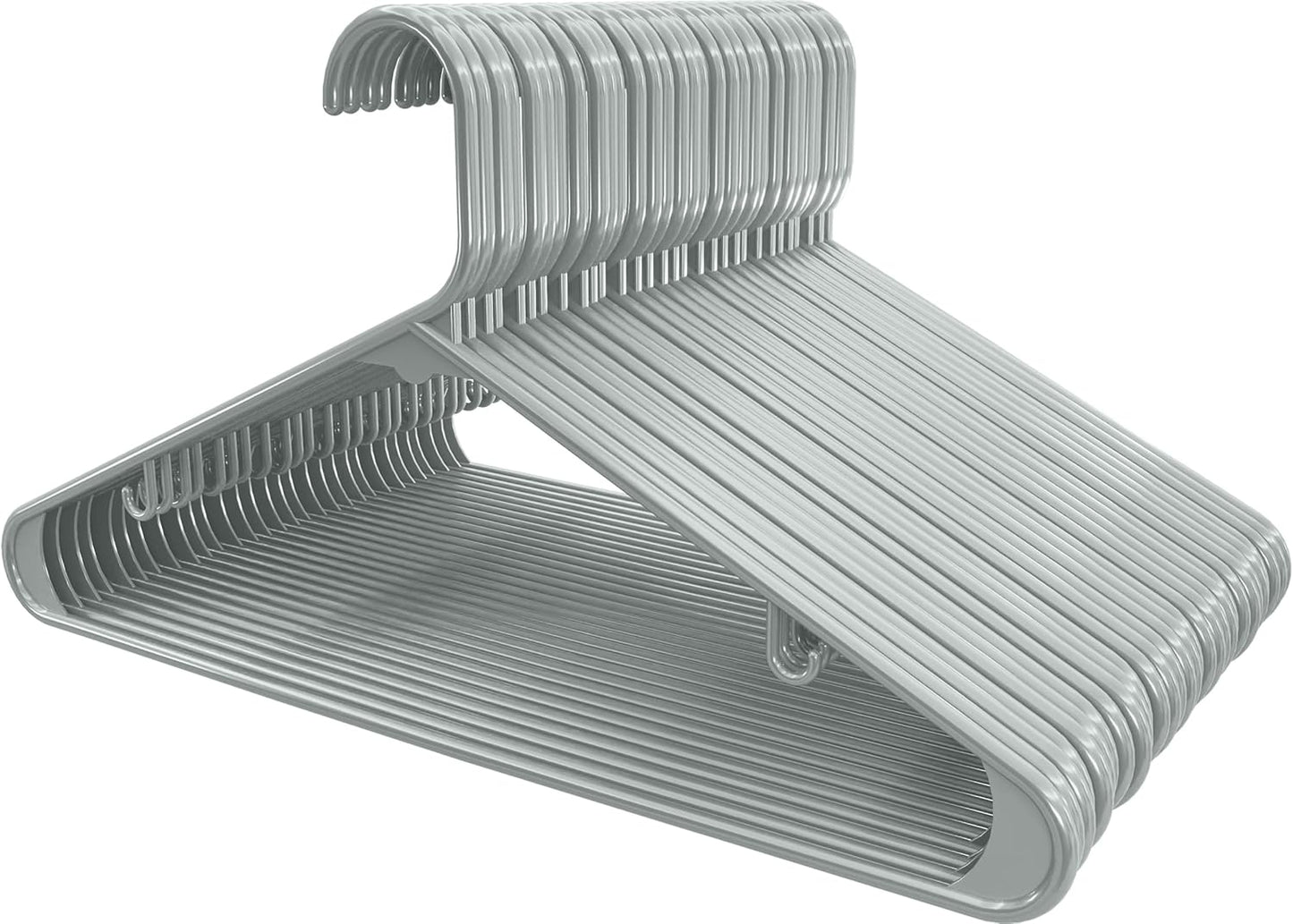 Utopia Home Plastic Hangers 50 Pack - Durable Space-Saving Closet Organizers - Ideal for Shirts, Pants, Skirts & Coats (Grey)