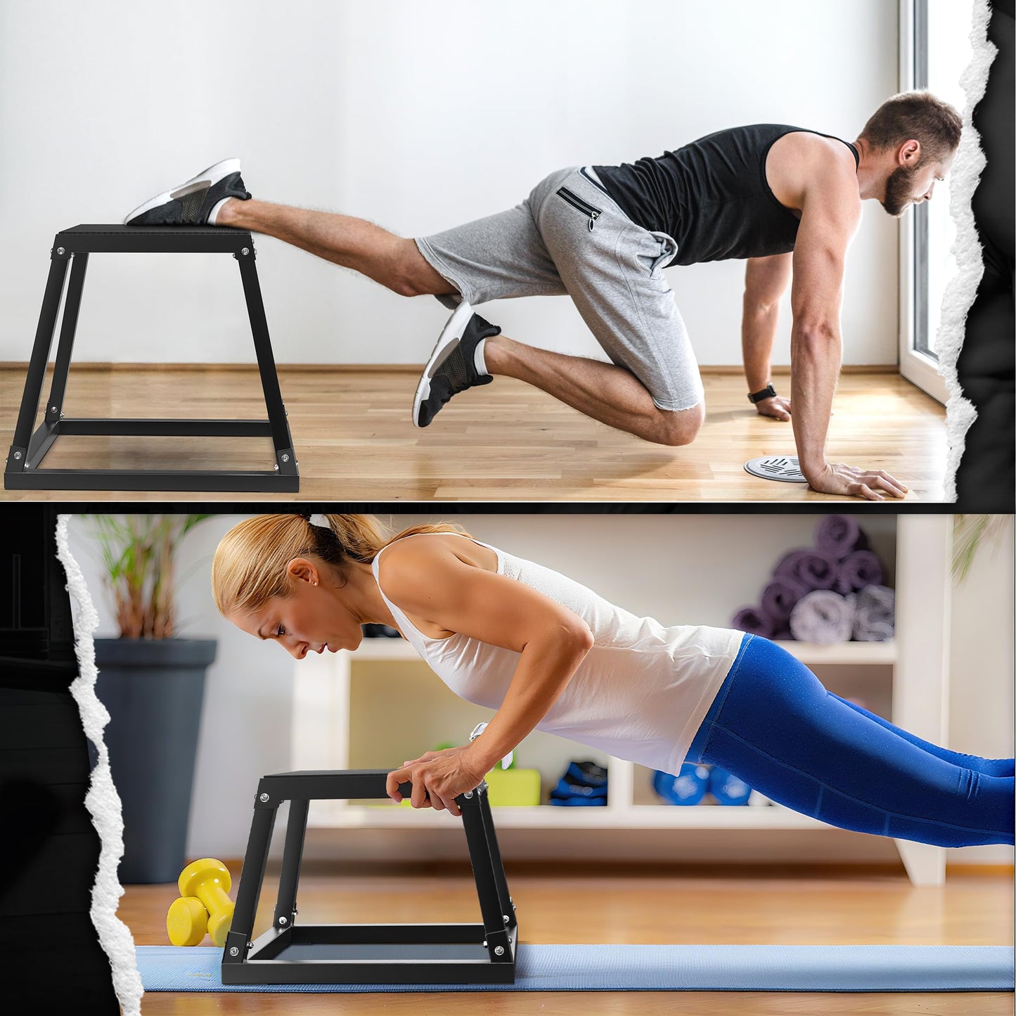 GanFindX 12In Metal Plyometric Jump Box, Heavy Duty Plyometric Platform with Anti Slip Surface, Fitness Exercise Step Up Box for Home Gym Training, Agility and Strength Conditioning (12/18/24'')