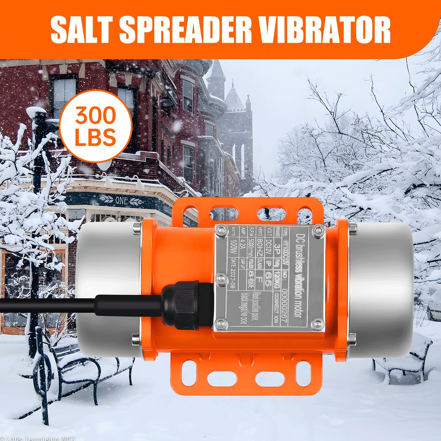 Vibrator Motor for Salt & Sand Spreader and Concrete Mixer 5000rpm 100W DC12V Aluminum Alloy Case Concrete Vibrator