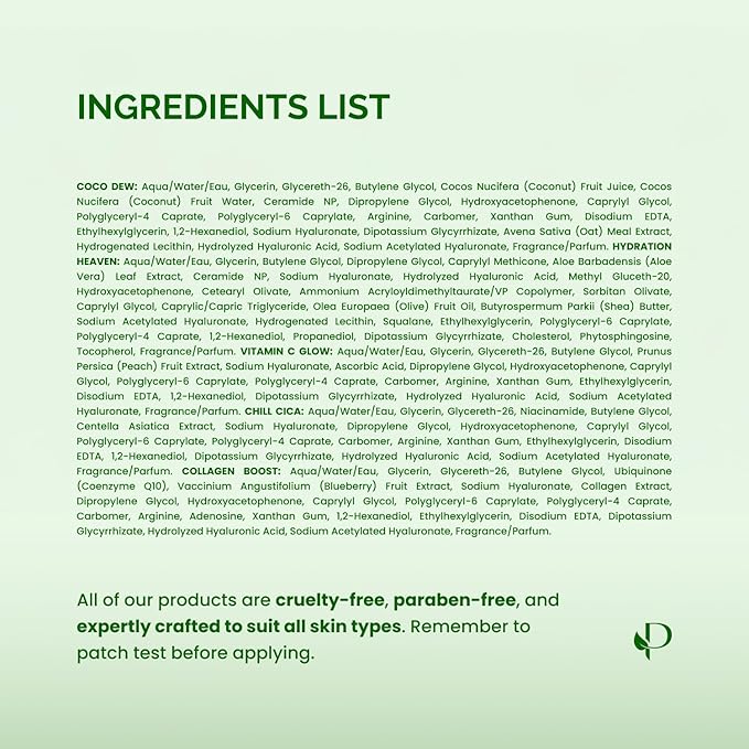 PLANTIFIQUE Superfood Facial Sheet Mask Variety Box 10 Pack ??2x Coconut, Aloe, Vitamin C, Centella & Collagen Face Masks ??Hydrating & Glow-Enhancing ??For All Skin Types