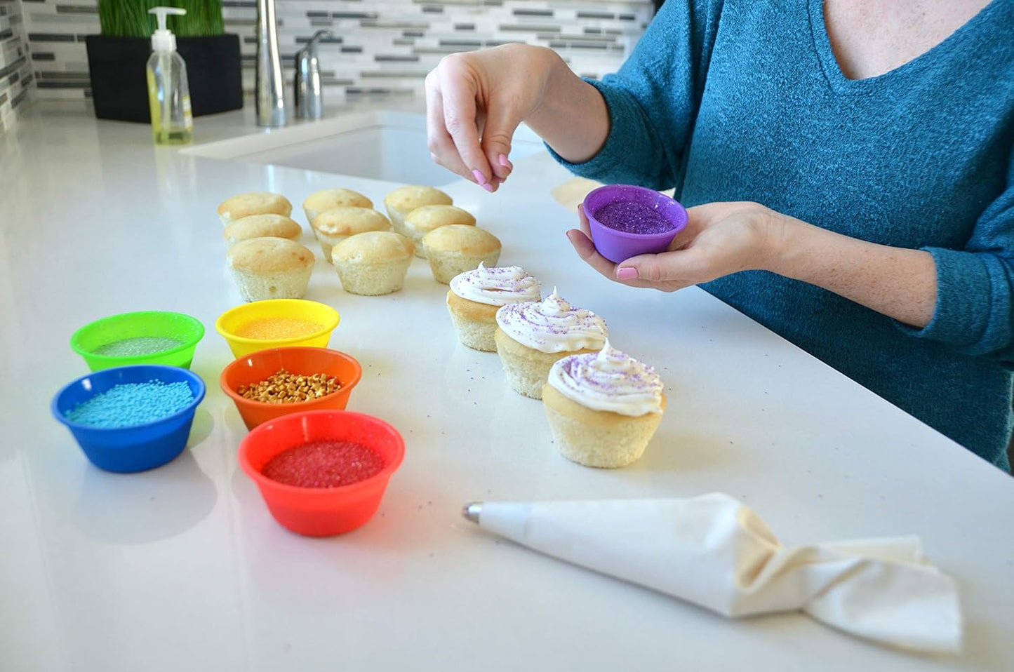 Professional Silicone Baking Cups - Premium 12 Piece Set | Reusable BPA-Free Cupcake & Muffin Pans