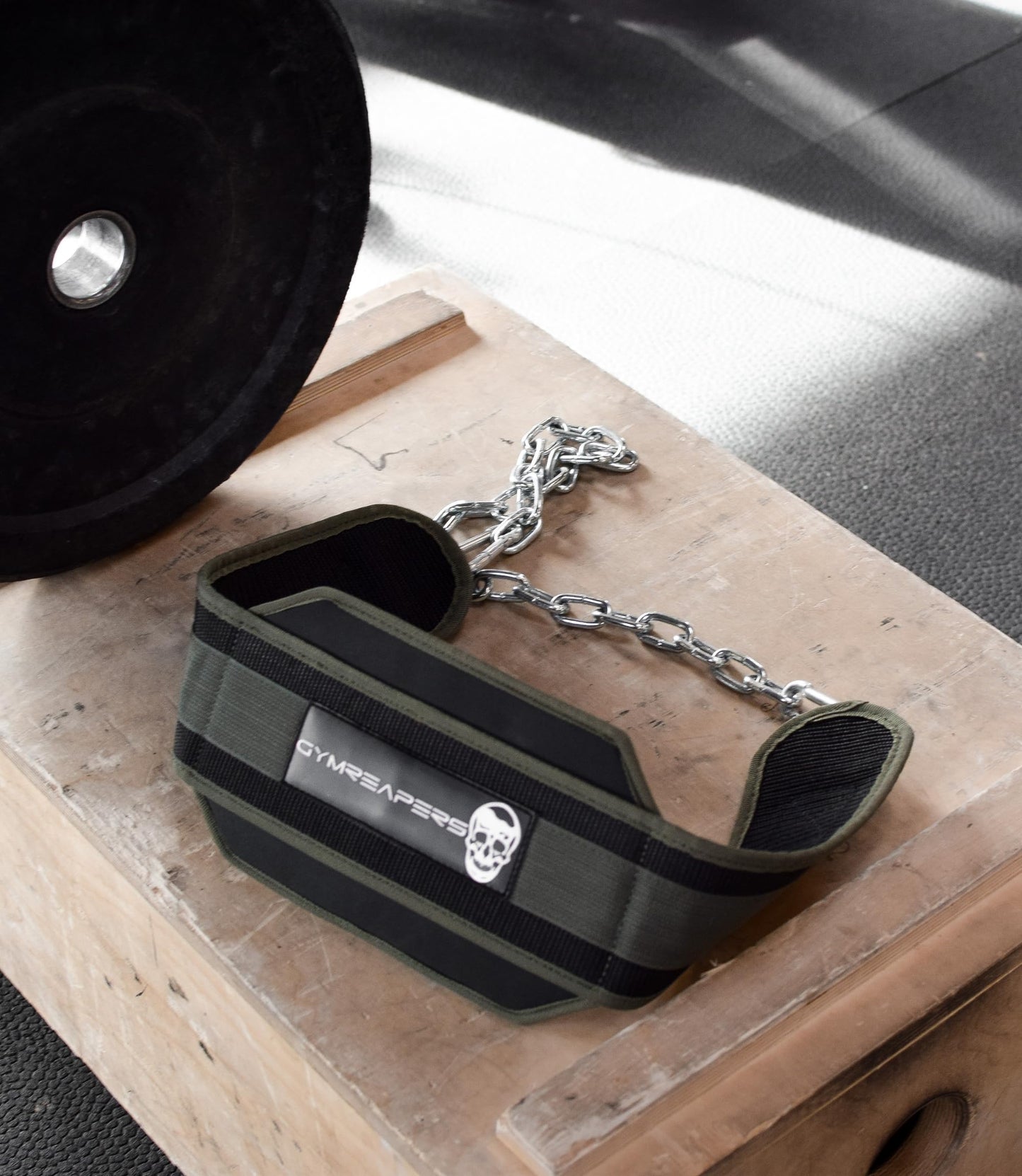 Gymreapers Dip Belt With Chain For Weightlifting, Pull Ups, Dips - Heavy Duty Steel Chain For Added Weight Training (Ranger Green)