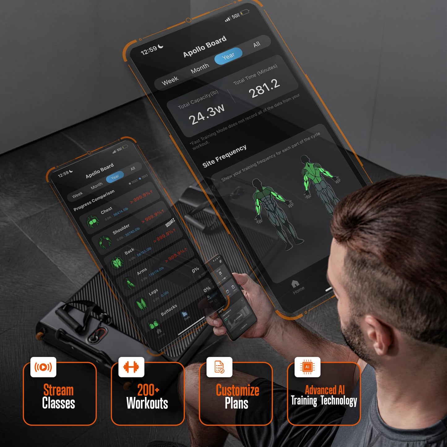 SQUATZ Apollo Board Smart Home Gym – All-in-One Fitness Station with Cable Weight Machine, 288 lbs Resistance, 5 Training Modes for Strength, Cardio & Conditioning