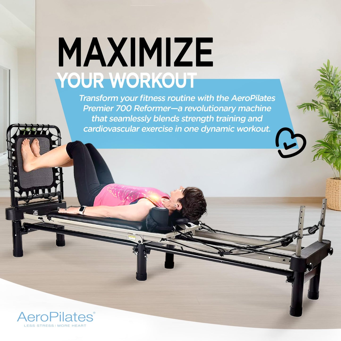 AeroPilates Pilates Reformer Machine, Home Gym Workout Equipment, Premier Studio 700 - Portable and Foldable Exercise Trainer for Strength, Resistance, and Fitness Training