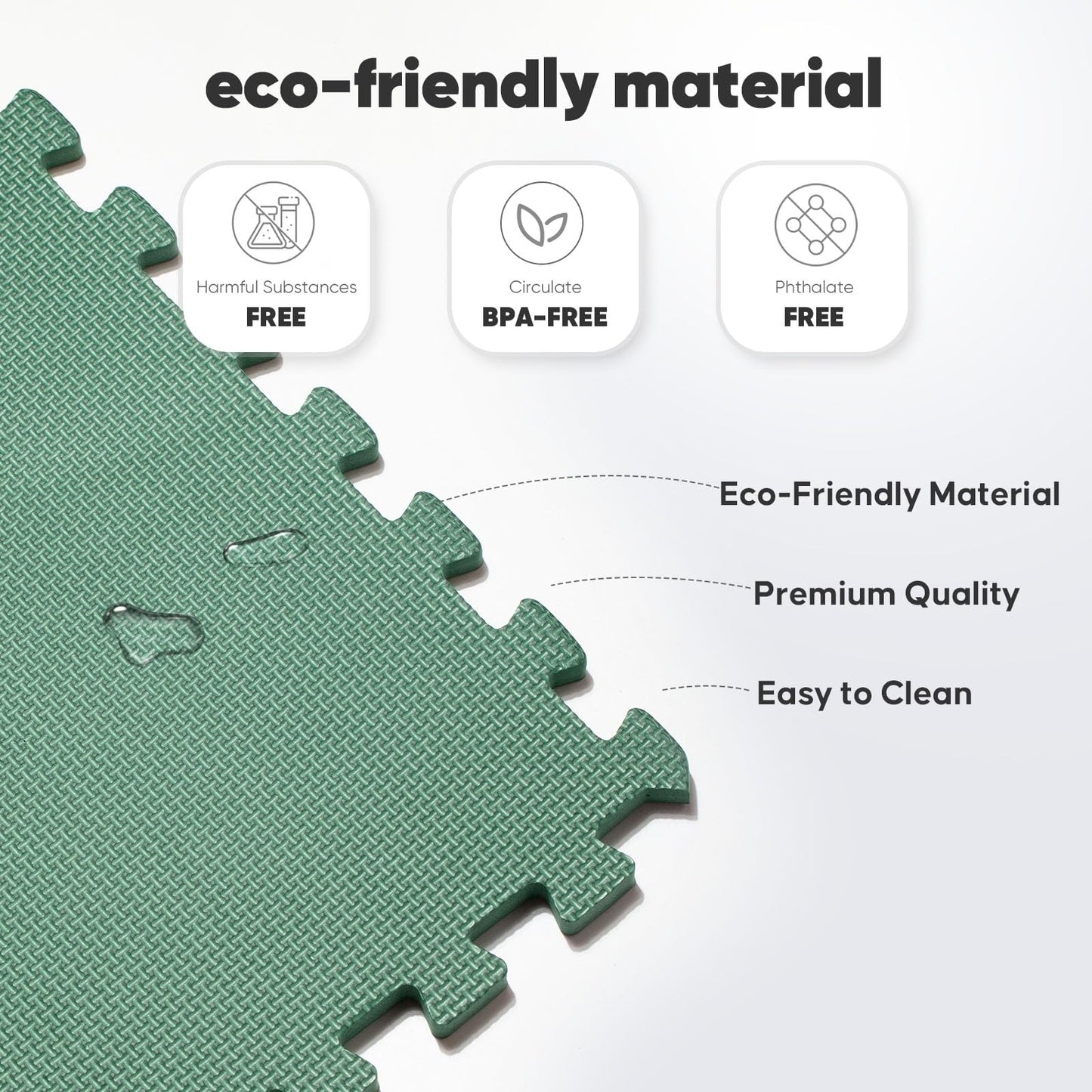 Home Gym Mat, Puzzle Exercise Mat, EVA Interlocking Foam Floor Tiles for Home Workout Equipment and Kids' Play Areas - Blue, 24 in x 24 in x ½ in - (Green, 12 Pack (48 SQ FT))