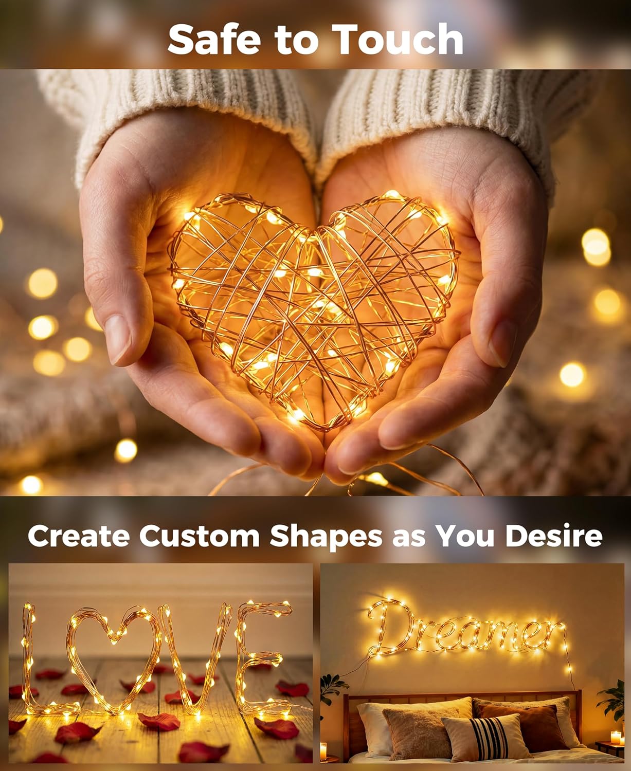 Skiennix 66 Ft LED Fairy Lights - 200 Remote-Controlled Twinkle Lights with 8 Modes & Timer | Warm White
