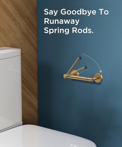 FORIOUS Toilet Paper Holder - Rustproof Double Post Pivoting Design for Bathroom | Brushed Gold & Matte Black