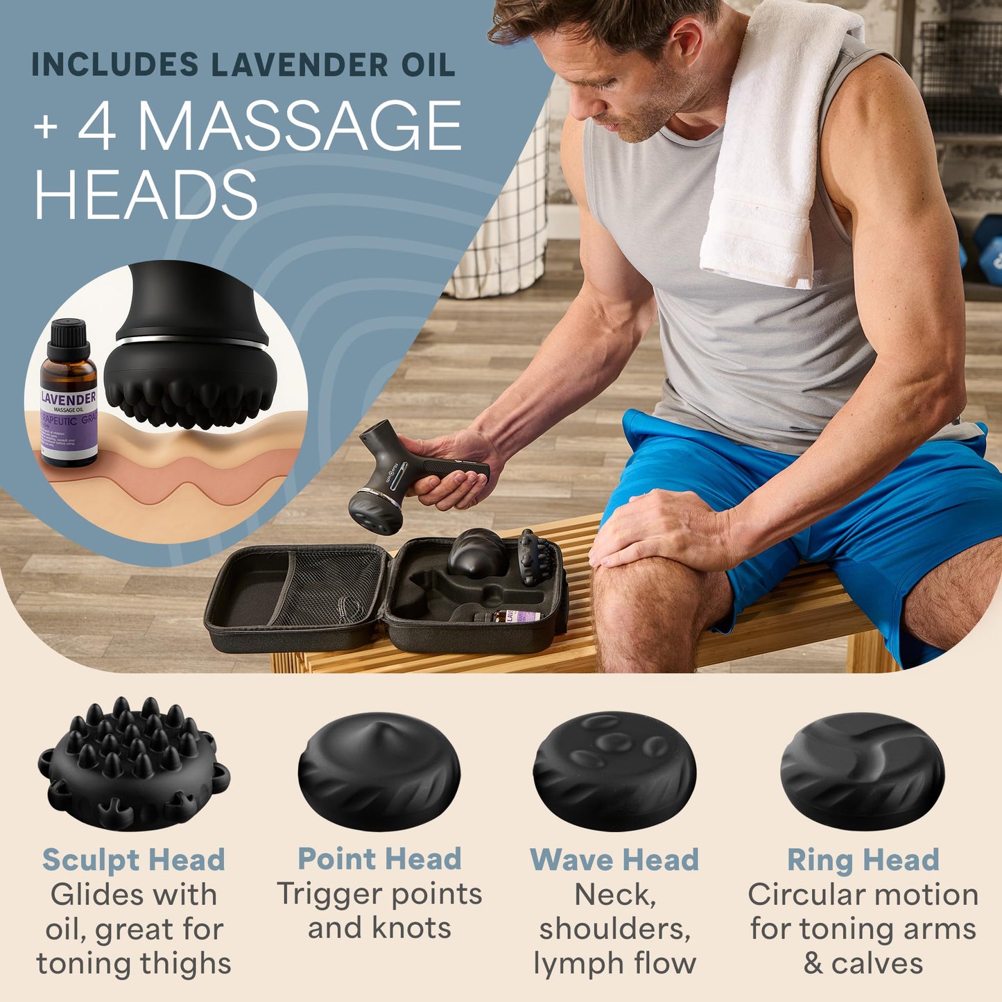 LifePro Lymphatic Drainage Massager – Anti Cellulite Massage Tool for Legs, Thighs & Arms – Spinergy Body Sculpting Machine, Handheld Body Massager with Oil for Comfort, Circulation & Muscle Relief