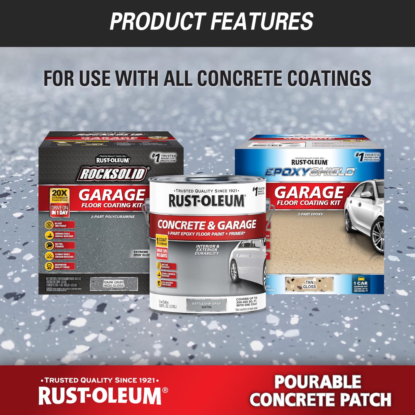 Rust-Oleum 369667 Pourable Concrete Patch, 5 lb Pail, White