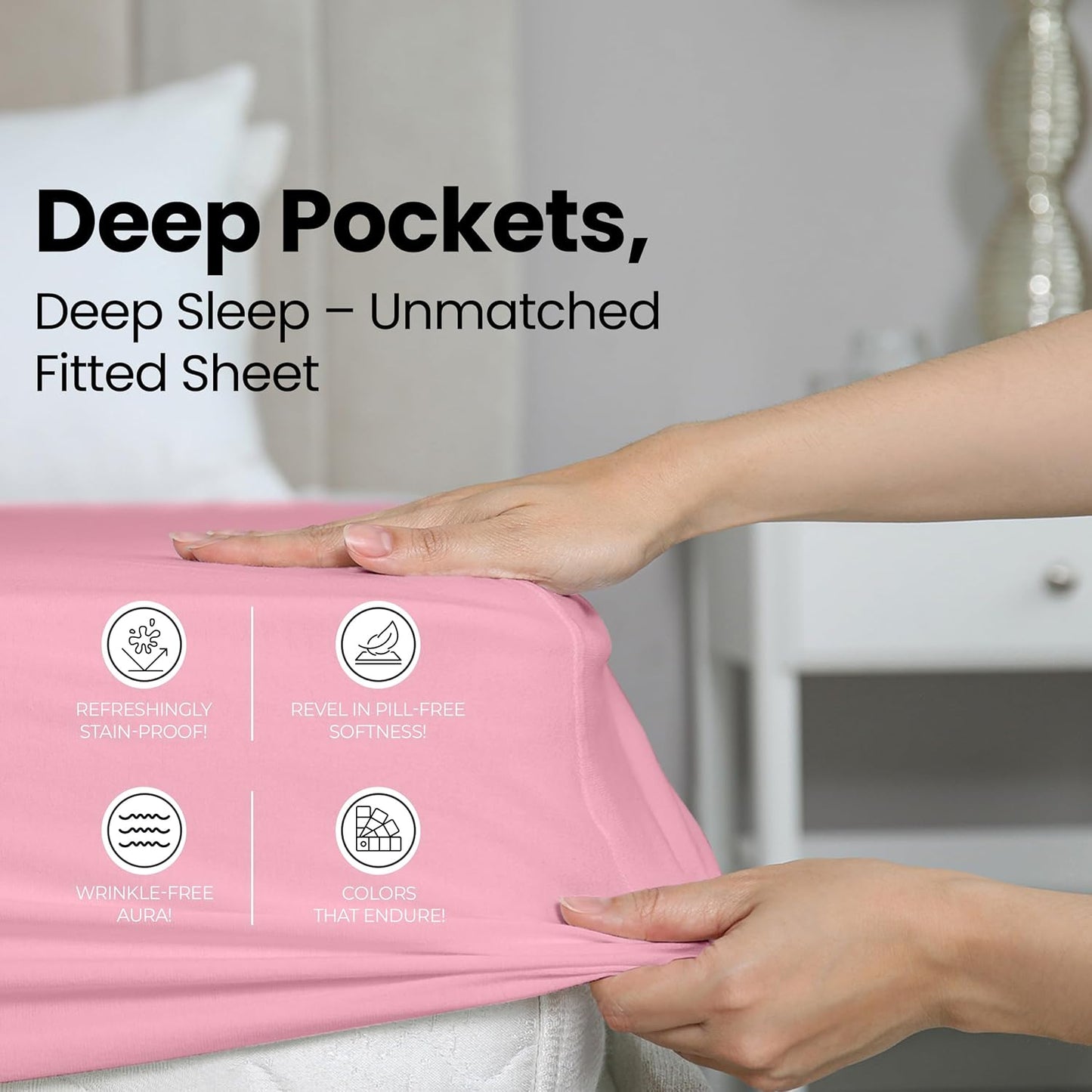 Utopia Bedding Queen Fitted Sheet - Deep Pocket Soft Microfiber - Fade Resistant & Easy Care (Pink)