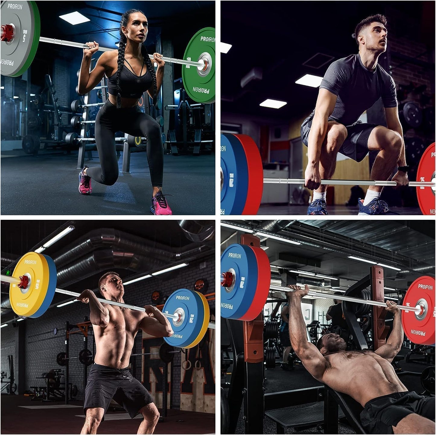 PROIRON Olympic Rubber Bumper Plates,Floor Protective Weight Plates,2" Solid Weight Plates for Barbell Strength Training and Weight Lifting,Less Impact, Absorb Bounce&Shock,5KG(11LB)/10KG(22LB)/15KG(33LB)/20KG(44LB),Single or Pair