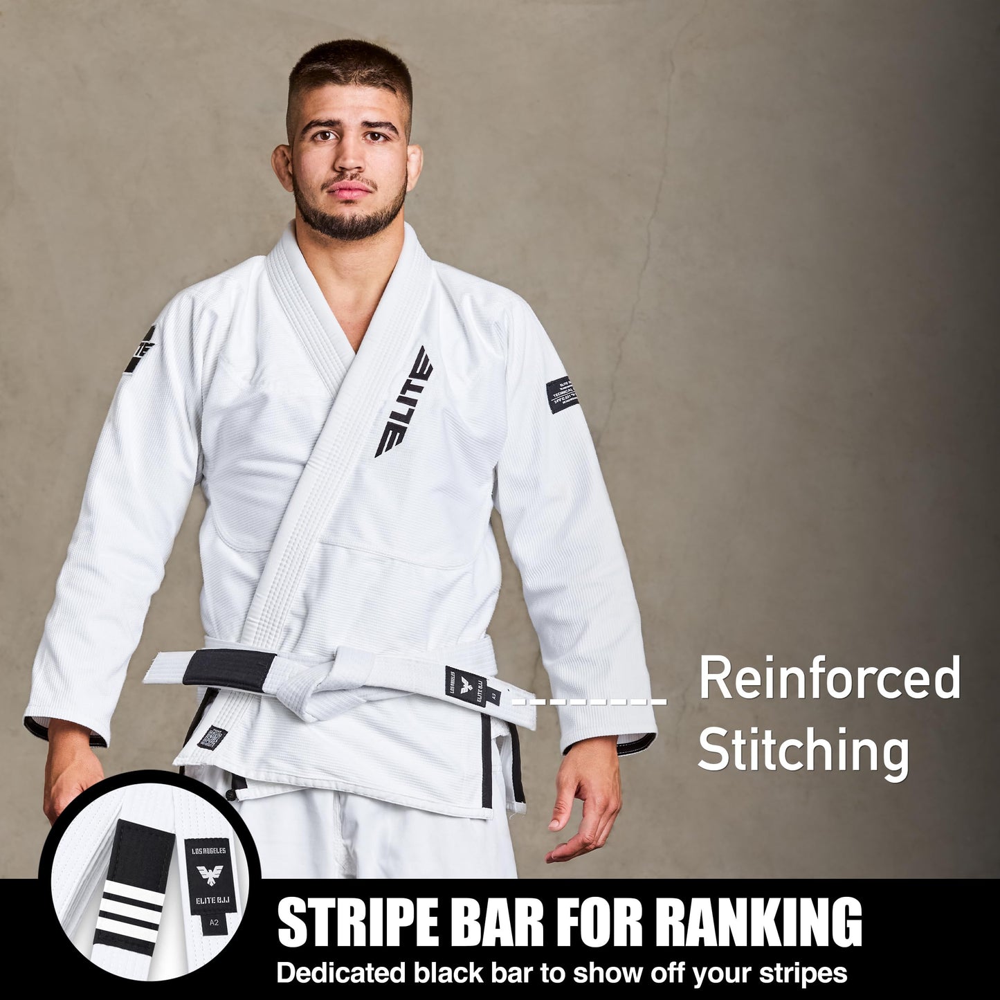 Elite Sports Adults Brazilian Jiu Jitsu Belts for Men & Women,Cotton IBJJF Approved BJJ Belts with Ranking Stripes Sleeve Bar