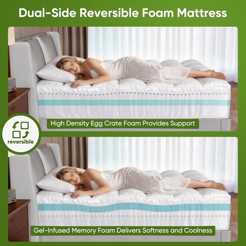 Extra Thick Memory Foam Mattress Topper by [Brand Name] - Dual Layer 2.5" Gel Foam & Cooling Bamboo Pillow Top for Back Pain Relief | Queen Size 80x60x5in