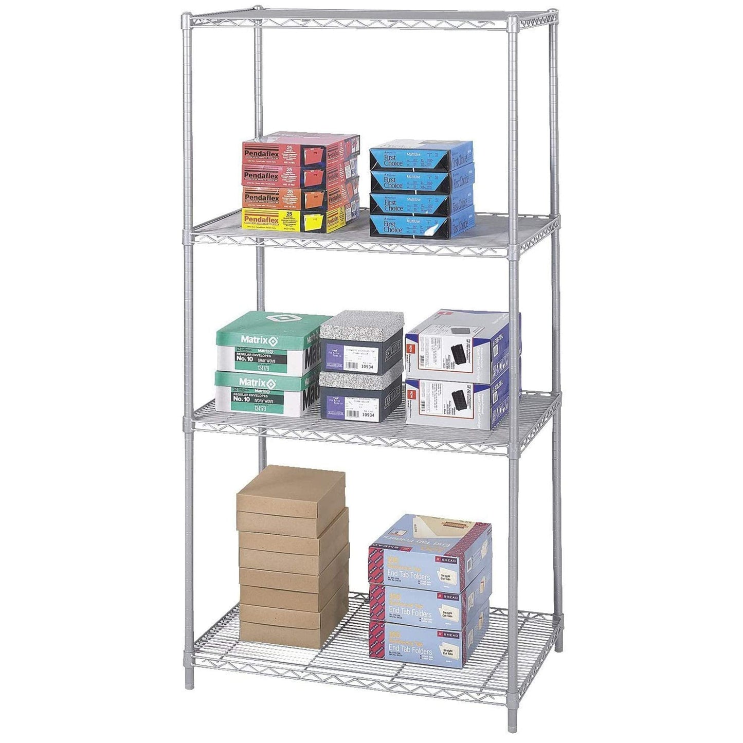 Safco Industrial Wire Shelving Starter Unit 36" W x 24" D x 72" H (Add-On Unit and Extra Shelf Pack Sold Separately), Metallic Gray