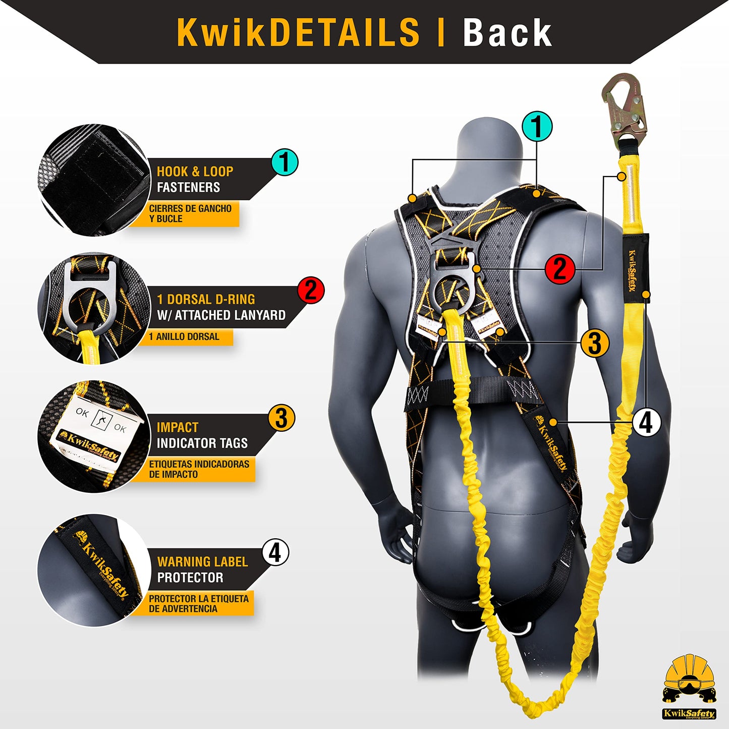 KwikSafety SCORPION DiamondBACK Safety Harness | Full Body Fall Protection Harness w/ 6ft Lanyard | Construction Roofing Gear | OSHA ANSI Compliant PPE