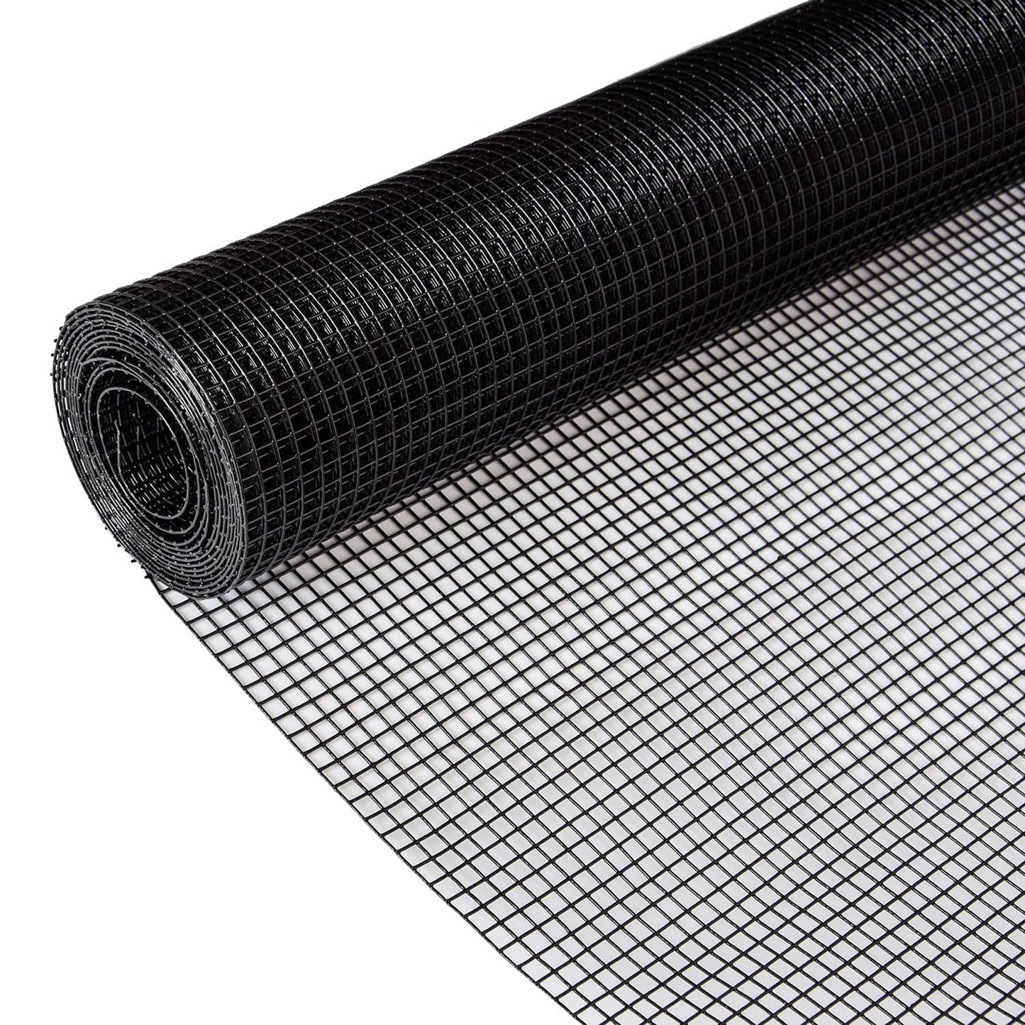 Gareinwuds Black Vinyl Coated Hardware Cloth for Chicken Wire Fencing-1/4in Mesh AWG 21 Gauge 24in x 50ft Galvanized Welded Wire Mesh Roll-Poultry Cage, Rabbit Protection, Snake Proof, DIY Projects