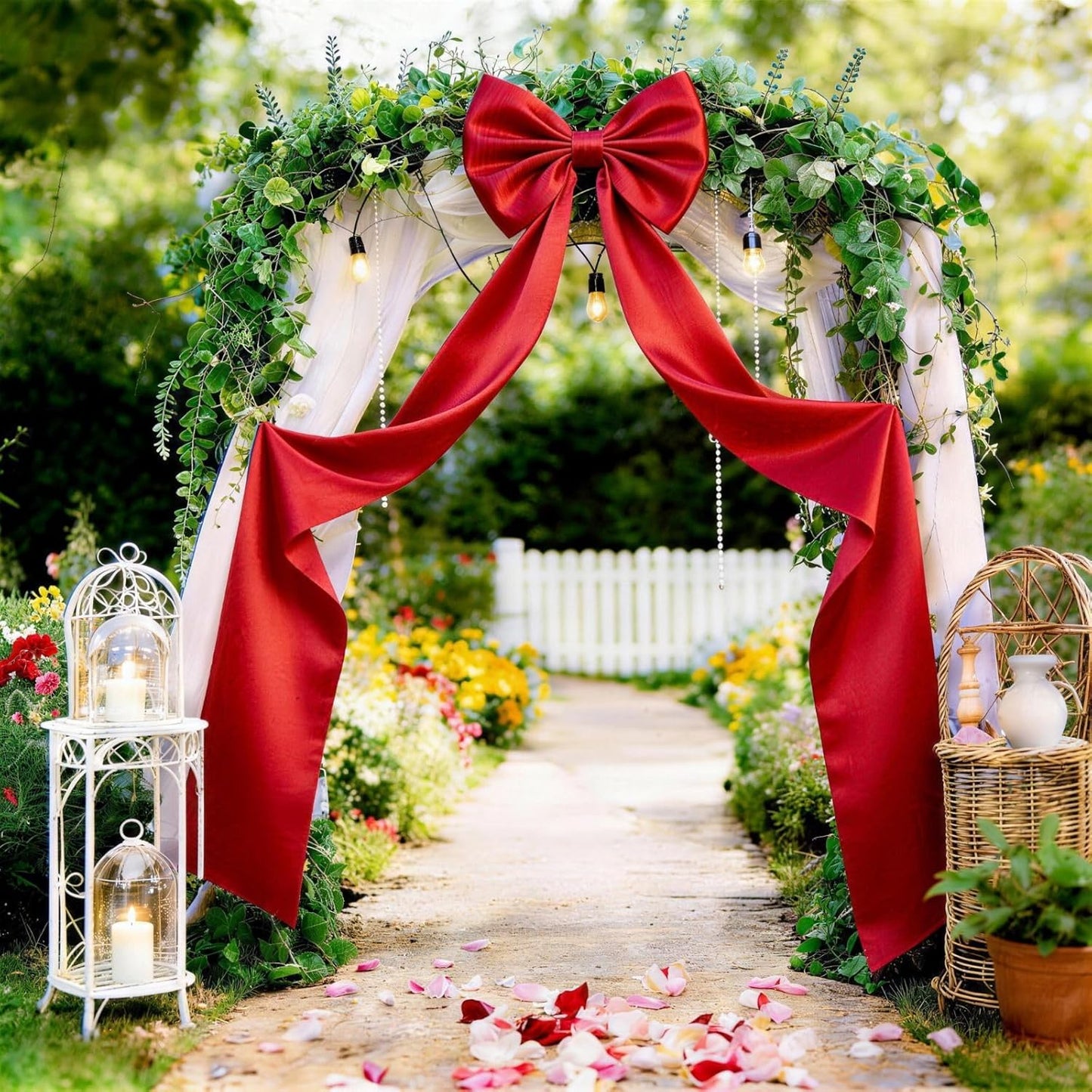 Skiennix Extra Long Satin Red Bow - 70x20 Inch Wall Decor for Valentine's Day & Weddings