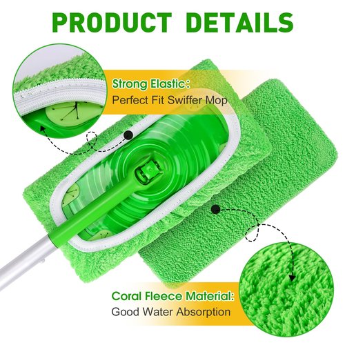 12Pcs Reusable Microfiber Mop Pads Compatible with Sweeper Mops,Dry Sweeping Cloths & Wet Mopping Pads Refills,Washable Mop Pads for Floor Cleaning