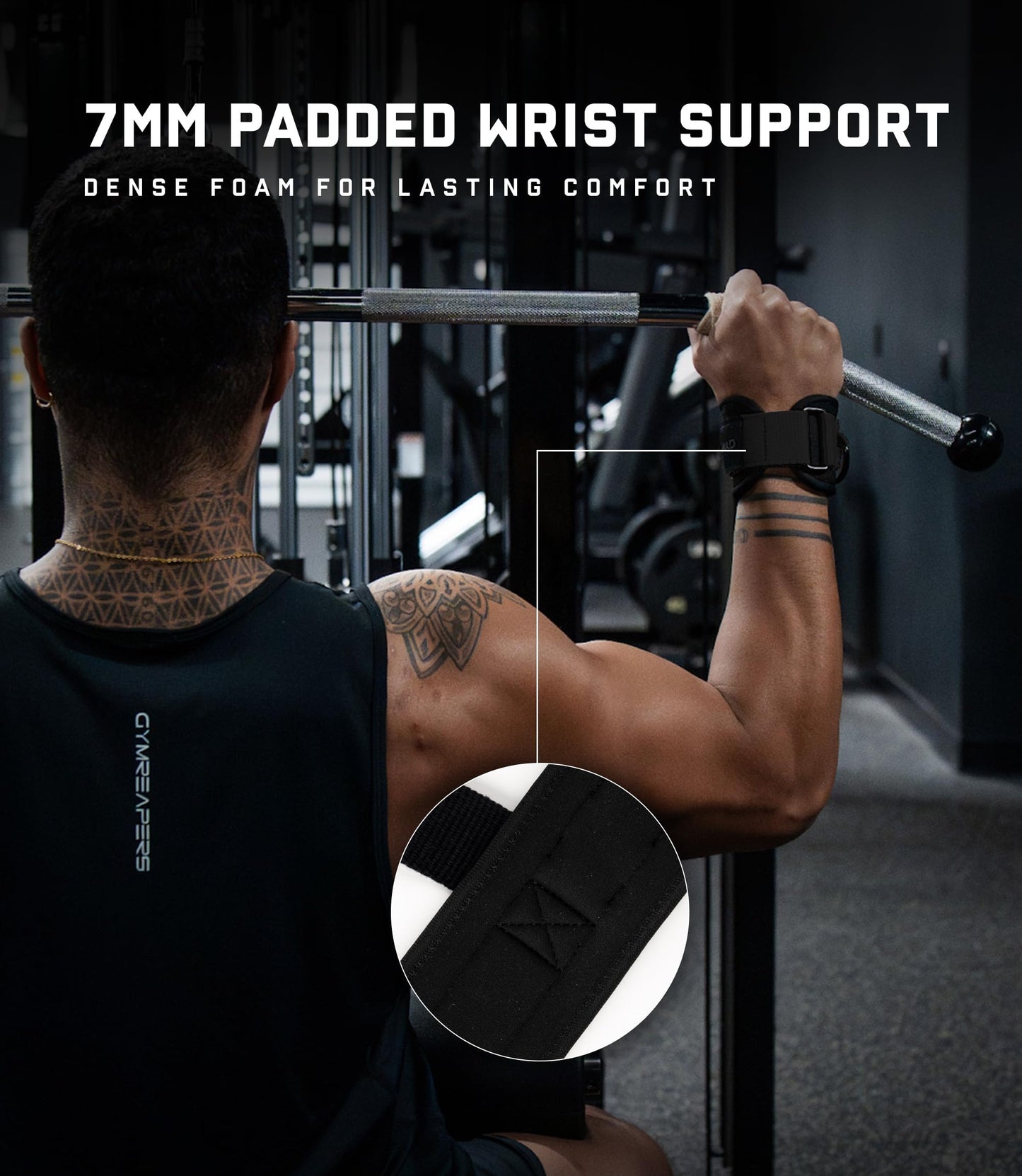 Gymreapers GripLink Lifting Straps, Black/Black