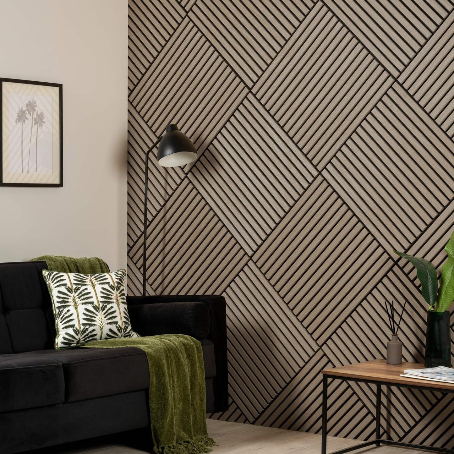 CONCORD WALLCOVERINGS ™ Fluted 3D Slat Acoustic Wall Panels – Interior Wooden Sound-Absorbing Veneers for Noise Reduction & Soundproofing - 23.5" x 23.5" (Pack of 4, Covers 15.2 Sq Ft) - Silver Ash