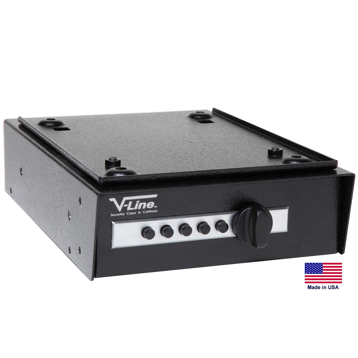 V-Line Desk Mate Keyless Security Box 2597-S with Quick Release Mounting Bracket, Simplex Lock, Black, Made in USA