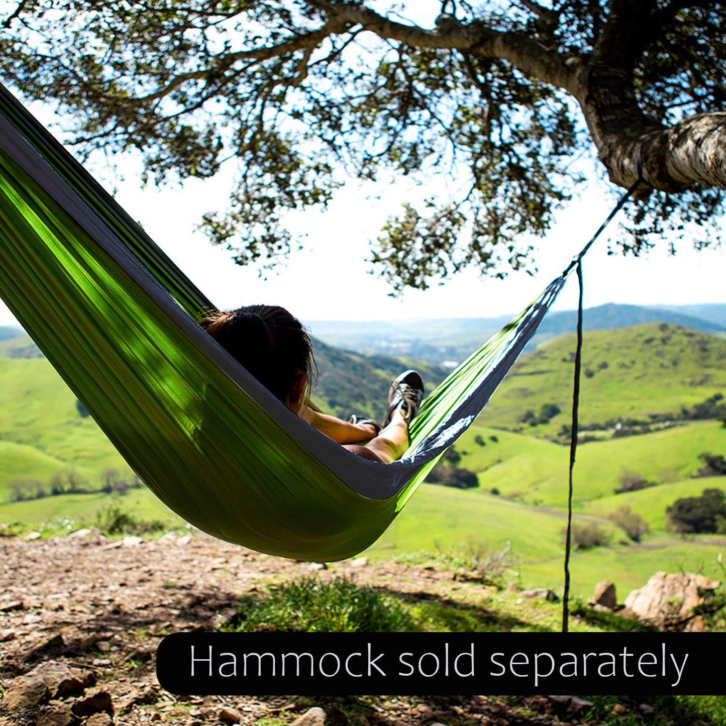 Pro Venture Hammock Straps and 2 Carabiners, 30+2 Loops, 1200lbs Breaking Strength (500lbs Rated) | 100% Non-Stretch, Lightweight, Portable Camping - Quick, Easy Setup | Heavy Duty + Tree Friendly