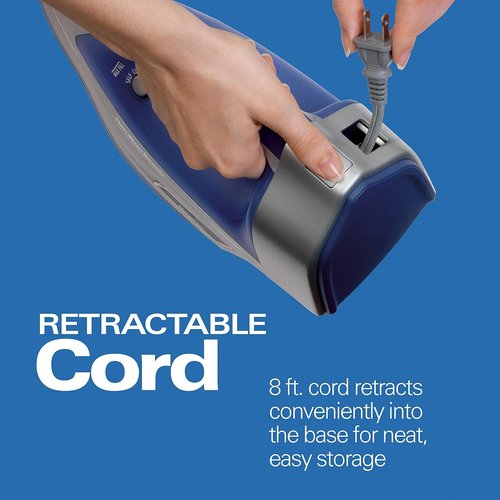 Hamilton Beach Steam Iron - Vertical Steamer with Scratch-Resistant Soleplate, 1500 Watts, Blue