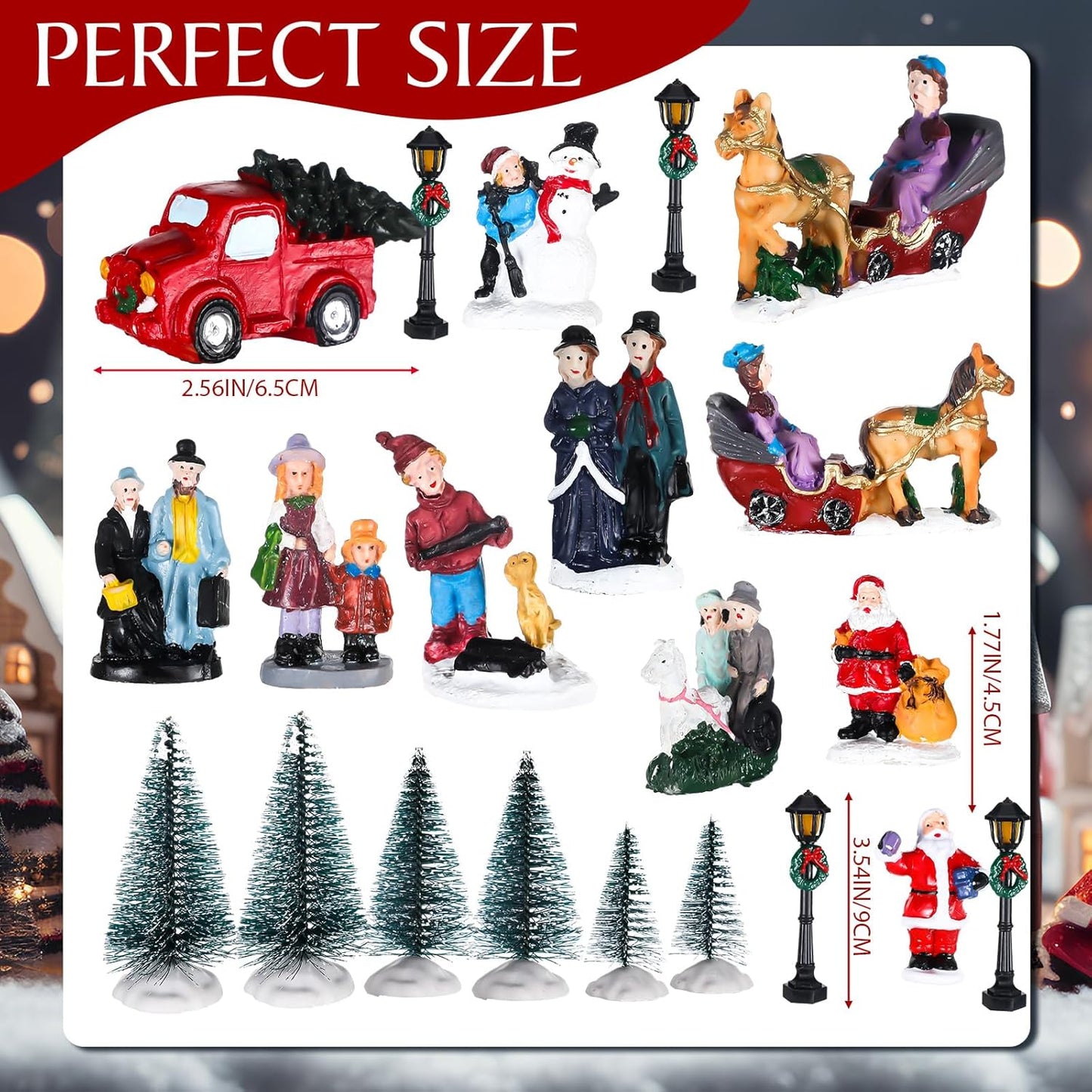 Wettarn LED Christmas Village House Set - 26 Pcs Lighted Figurines for Festive Home Decor