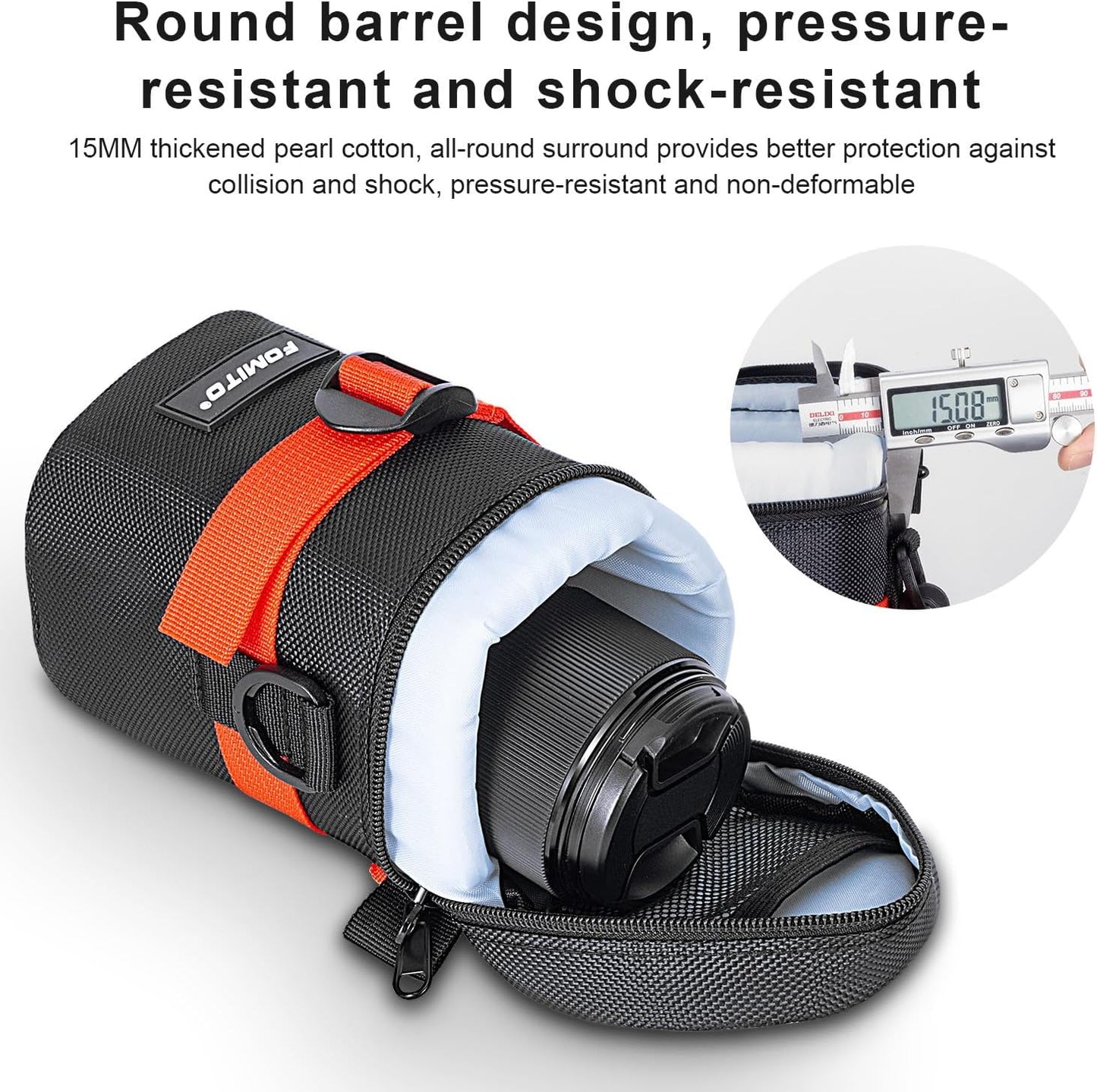 17-55mm/17-85mm,EF 35mm f2, 18-200mm/18-105mm/18-300mm, 56mm f1.2 3.94" 6.1"(D FOMITO Camera Lens Case Pouch Bag
