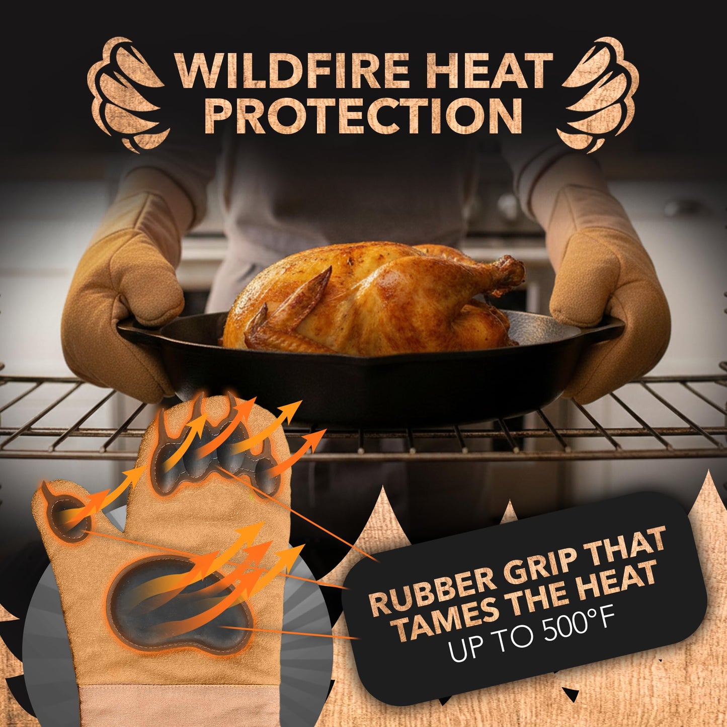 Bear Paw Oven Mitts (Beast Gloves) Funny Heat Resistant Oven Gloves, Non Slip Silicone Grip Bear Hands, Thick Potholders Set for Baking Grilling BBQ, Kitchen Gift, Cooking Gifts Kitchen Mitts Set