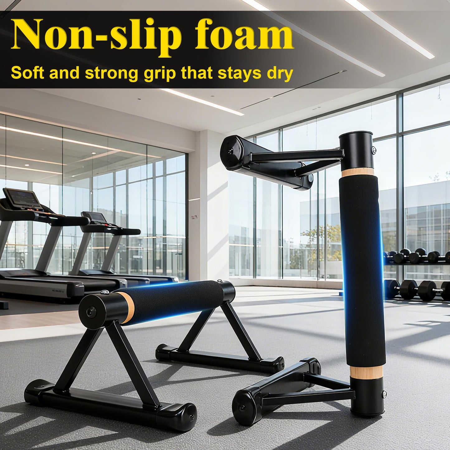 Wood Parallettes Push Up Bars, Solid Wooden Handstand Bars with Anti-Slip Grip, Sturdy Metal Bracket Supports 600 lbs for Calisthenics, Fitness and Floor workout