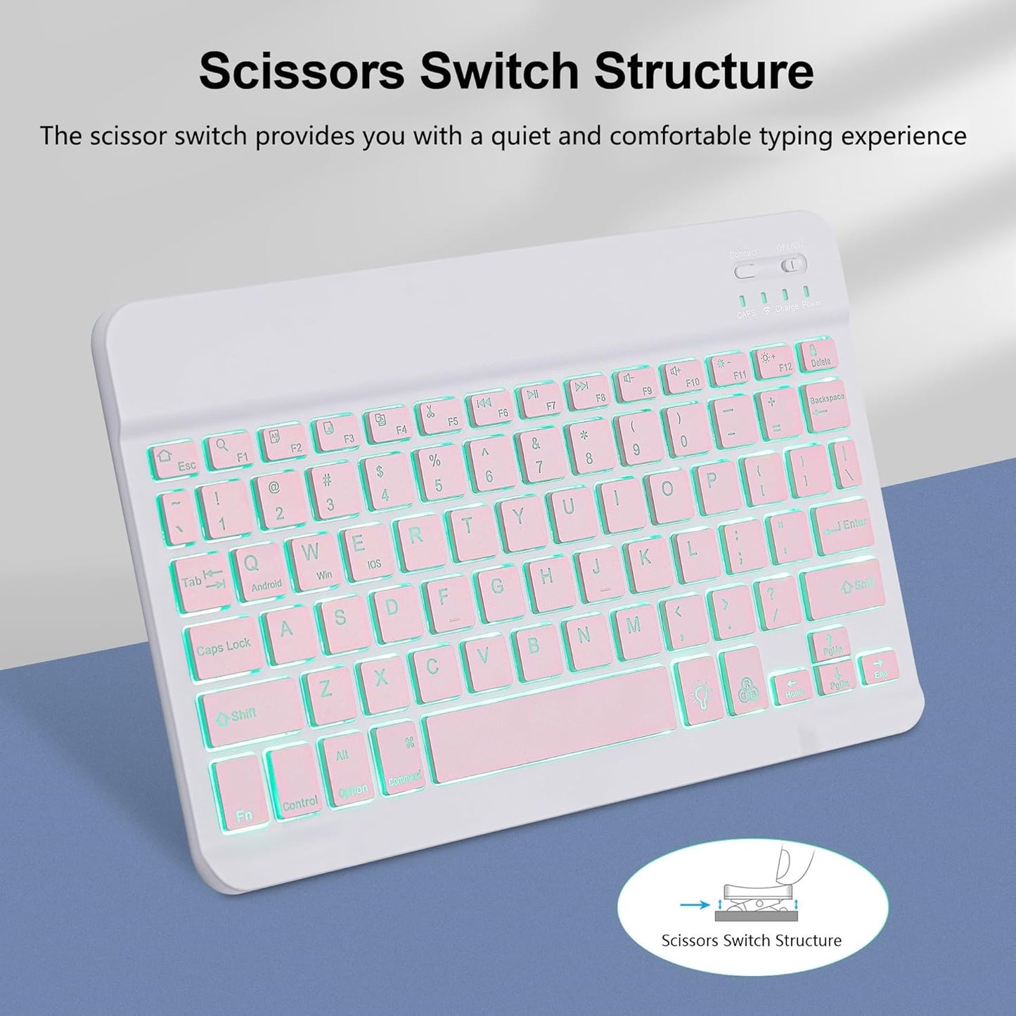TOHAKATA A16 11th 10th Backlit Bluetooth Keyboard Small Portable Wireless Keyboard Rechargeable Illuminated for Android