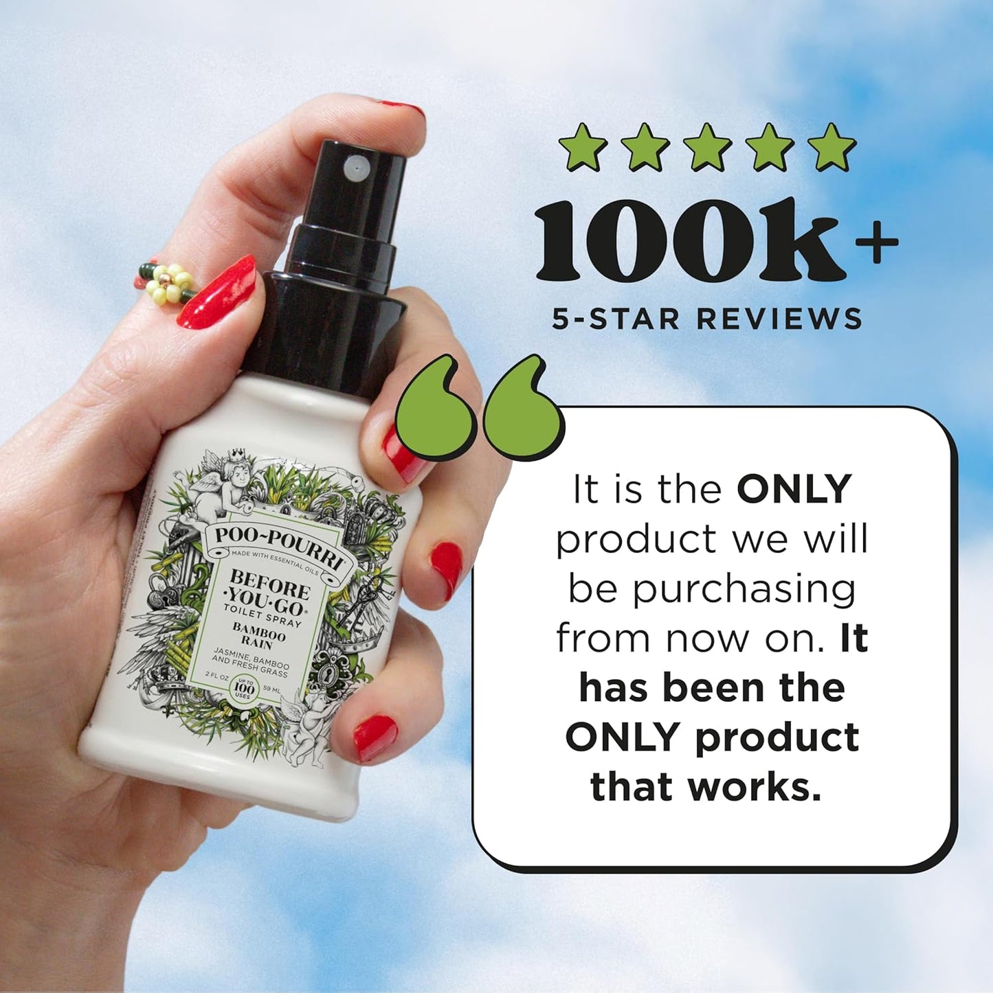 Poo-Pourri Toilet Spray - Bamboo Rain Odor Eliminator | 2 Fl Oz, Up to 100 Uses, TSA Approved