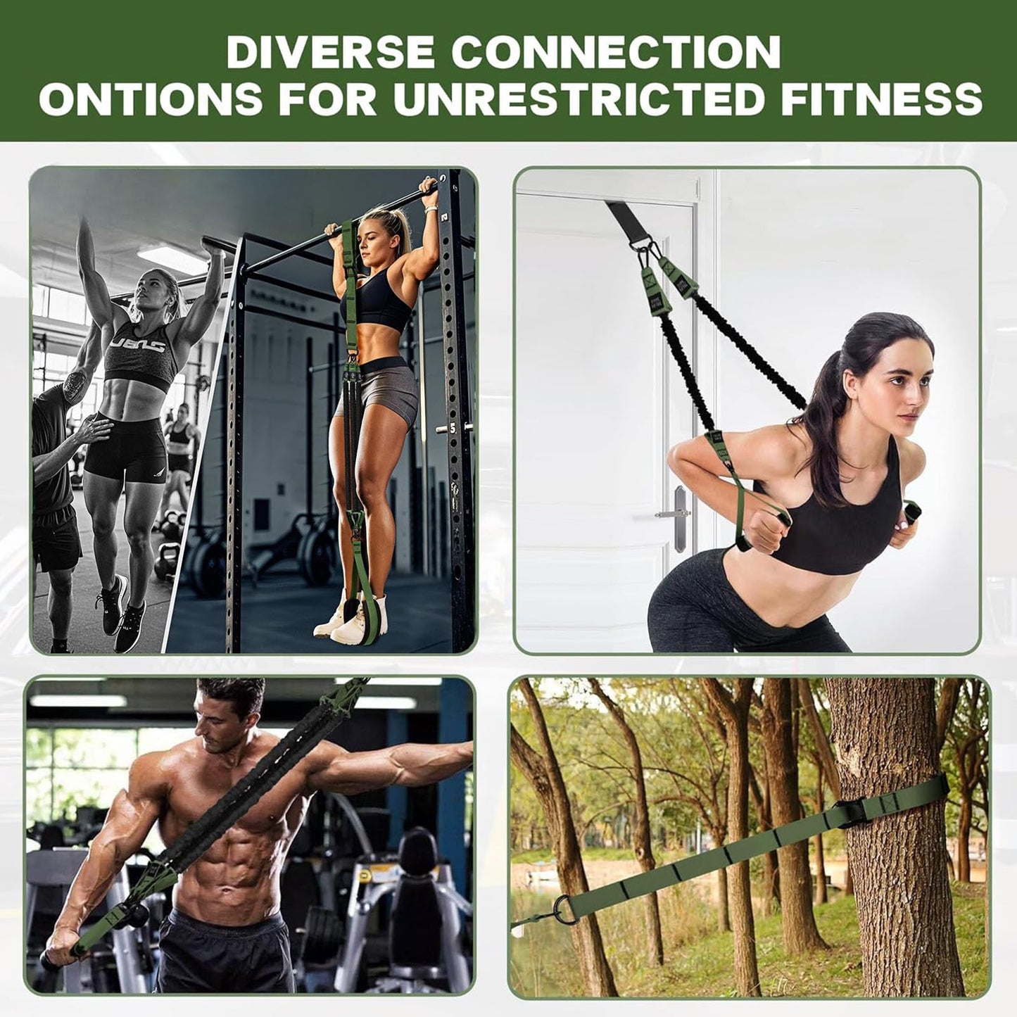 Pull Up Assistance Bands Set,Adjustable Heavy Duty Pull Up Assist Workout Bands for Men, Women, and Seniors,Resistance Bands for Pull Ups,Pull Up Bar Accessories (Army Green)
