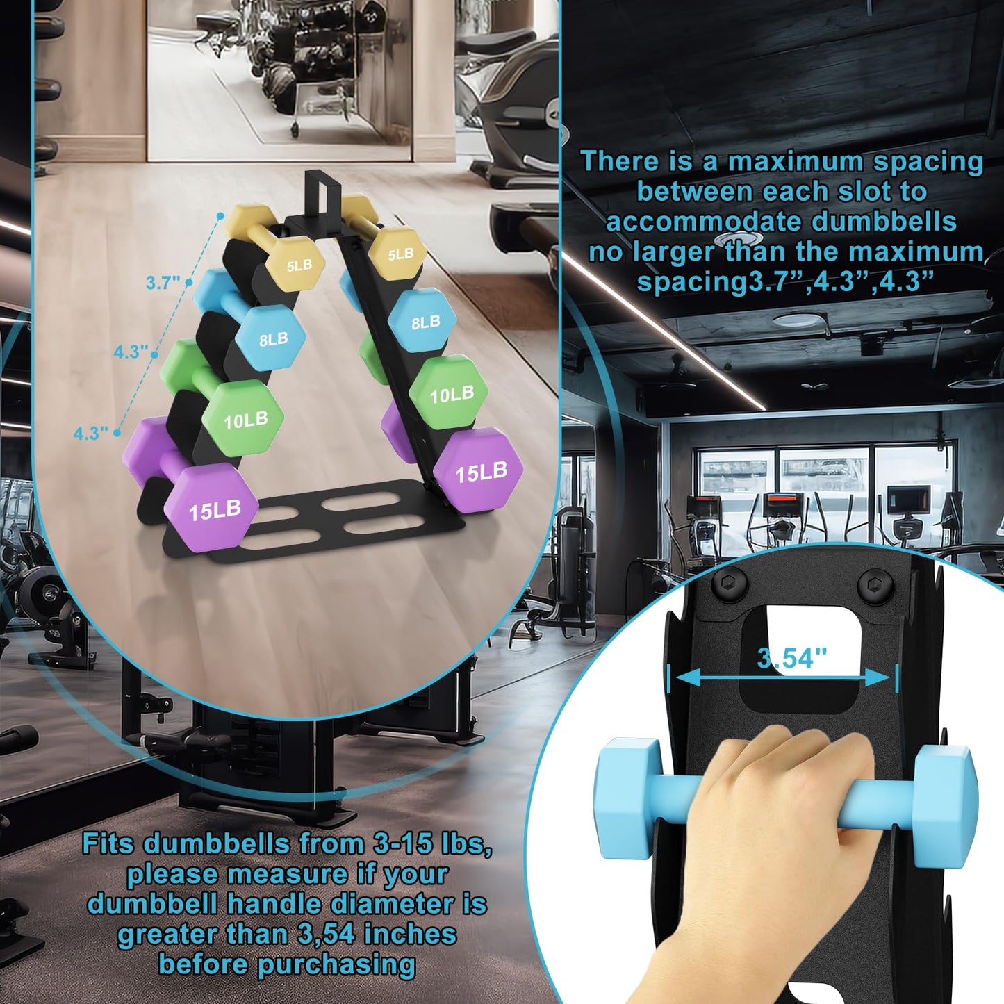 Dumbbell Rack 4 tier(Dumbbells not included), A-Frame Black Metal Dumbbell Holder with Handle, Multilevel Weight Storage Organizer for Dumbbells, Tree Shape Compact Weight Rack/Holder