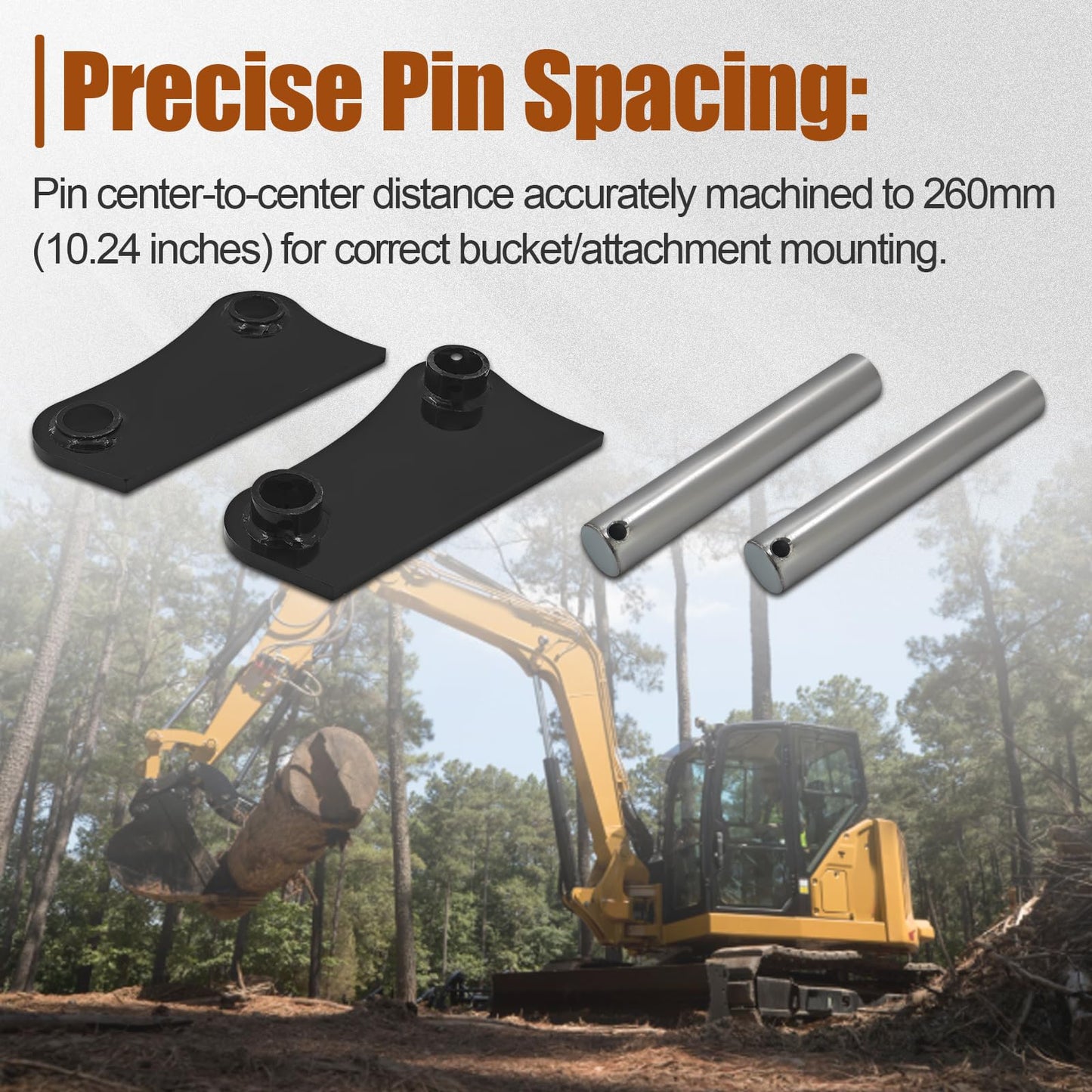 ShareZem 45mm Bucket Attachment Ear Weld On 10-1/4" C-C A Pair with Pins and Screws for Caterpillar 305 305.5 306 Mini Excavator