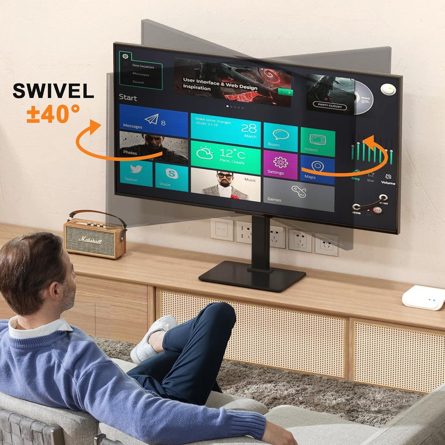 17-43 Inch 88lbs, 200x200mm, TS205 XINLEI Universal Swivel TV Stand Base Table Top TV Stand for TVs Height Adjustable