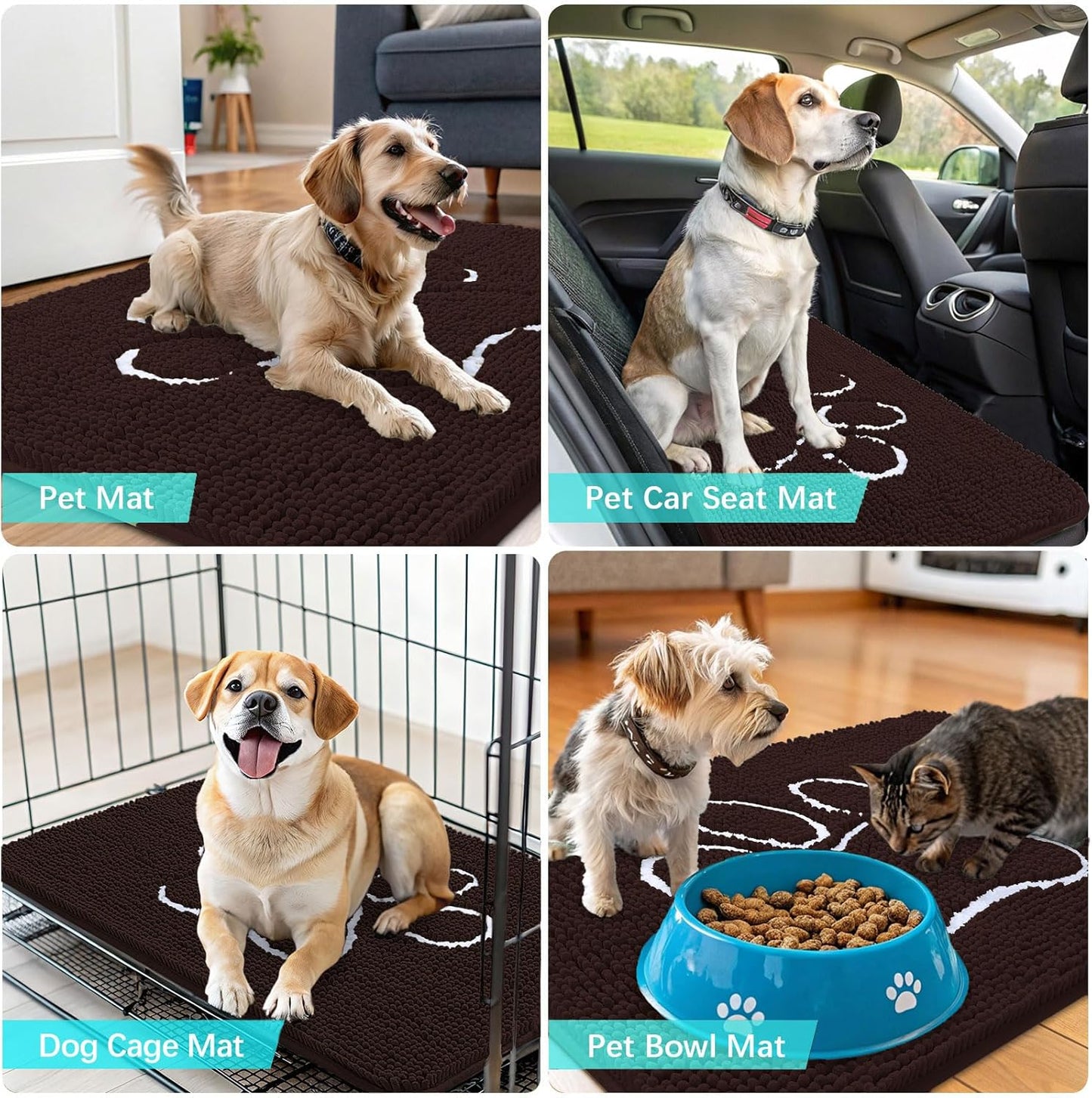 OLANLY Dog Door Mat - Absorbent Non-Slip Mud Mat for Paws | Quick Dry Chenille, 70x46, Brown
