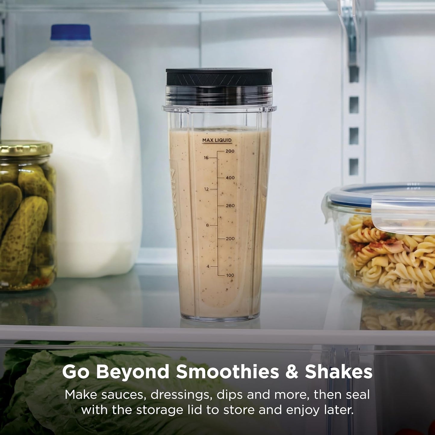 Ninja Nutri-Plus Personal Blender - Compact Push-To-Blend for Smoothies & Frozen Drinks | 900W | Silver | Includes 3 To-Go Cups & Lids