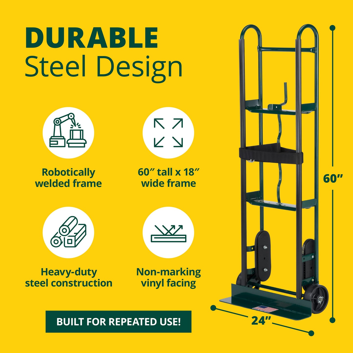 Harper Trucks 6781 Appliance Hand Truck, Dark Green