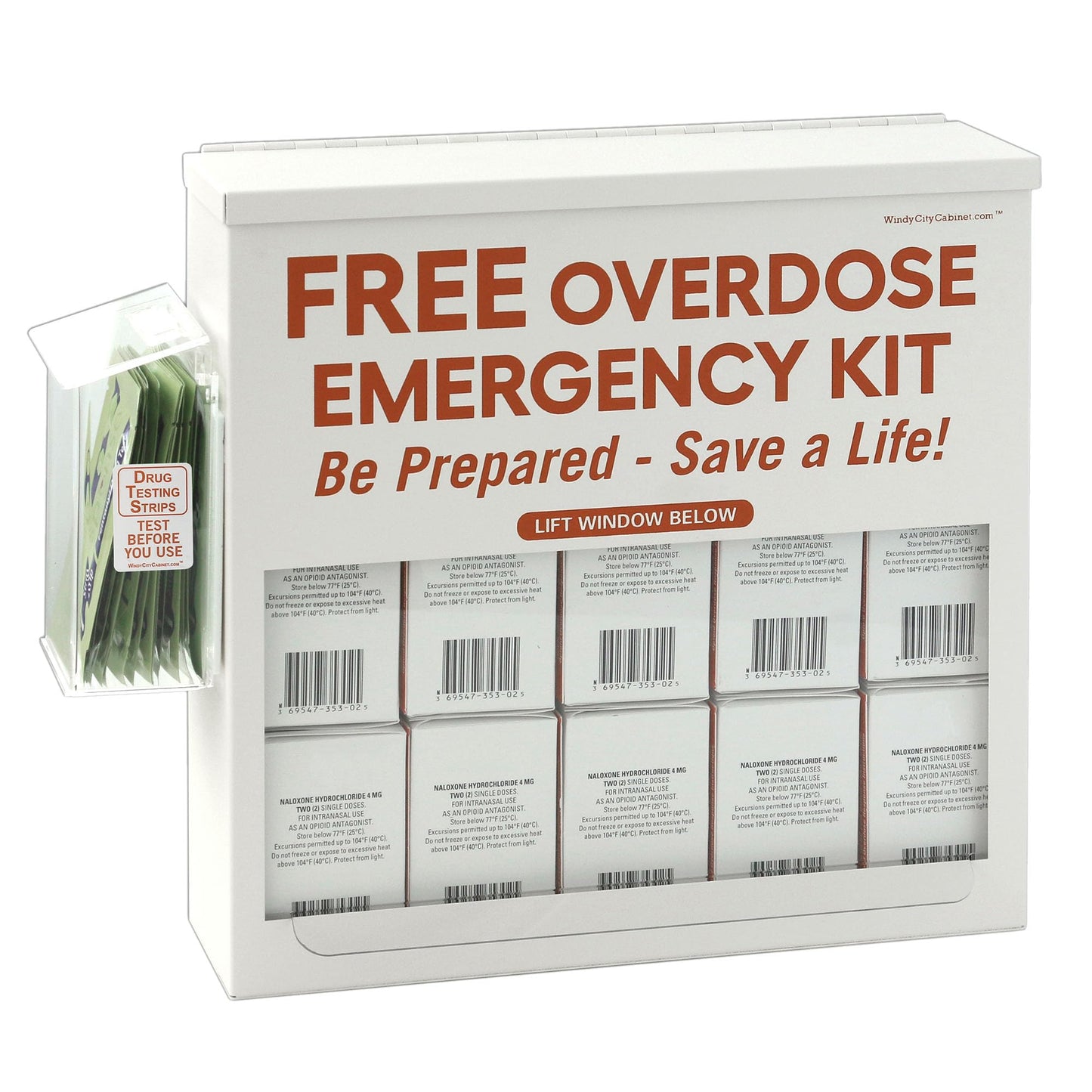 Windy City Cabinet | OD Emergency Kit Distribution Cabinet | High Visibility Cabinet for Emergency Supplies (OD Kit Not Included)